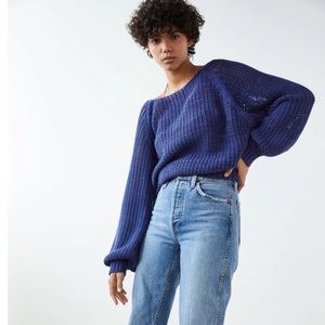 Misha and Puff blue violet net stitch sweater size large cotton